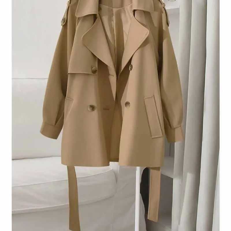 Korean Spring Autumn Female Lined Windbreaker Jacket Women New Loose Fitting Temperament Mid Length Version Windbreaker CoatT251216