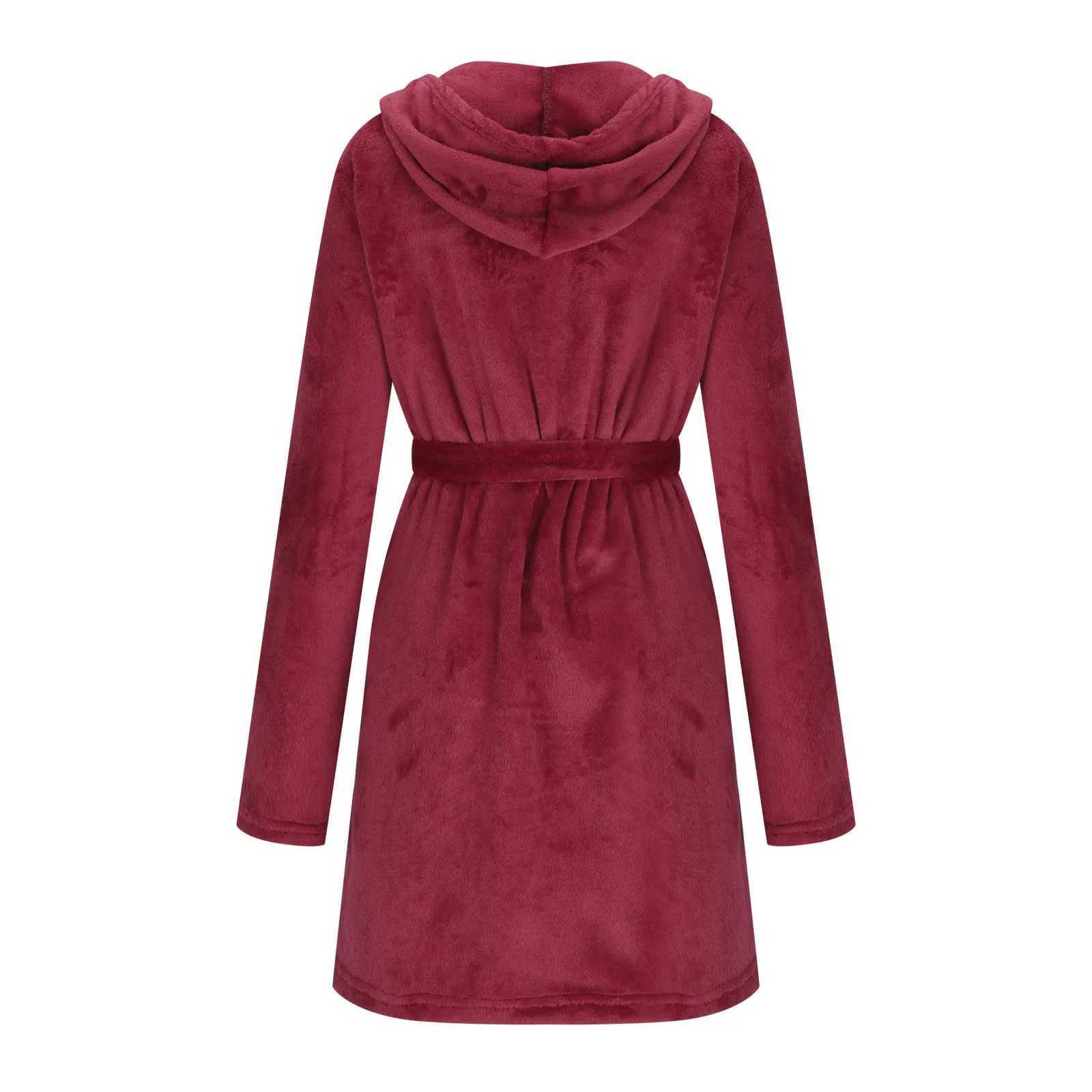 Luxurious WomenS Fashion Hooded Bathrobe Winter Plush Pajamas For Home Solid Colour Warm Sleepwear Cozy Loungewear Pajamas C251216