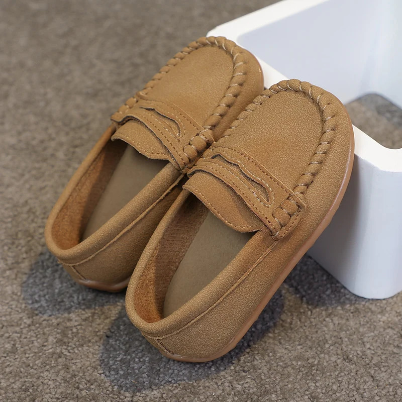 Boys Moccasins Shoes Fashion Solid Color Kids School Causal Shoes Breathable Non-slip Children Slip-on Flats Loafers Size 21-30 251215