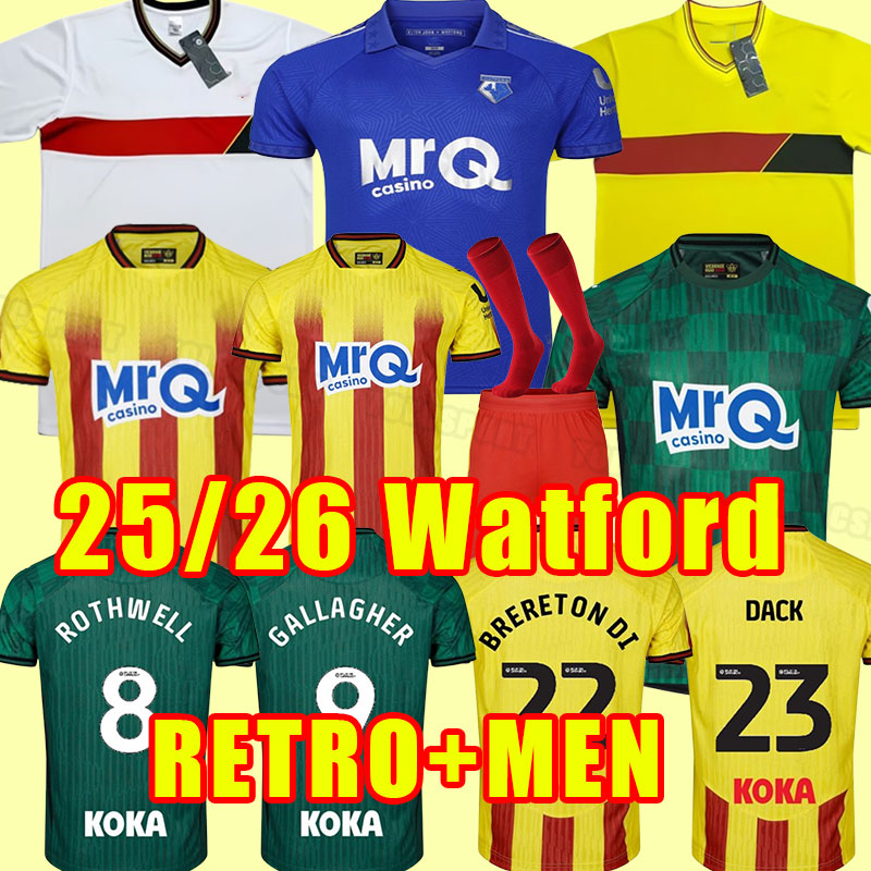 2025 2026 Watfords Soccer Jerseys ETEBO KING DEENEY JOAO PEDRO SEMA LOUZA CHALOBAH GOSLING SARR CUCHO CLEVERLEY Jersey home Men Football Shirt fans player 25 26