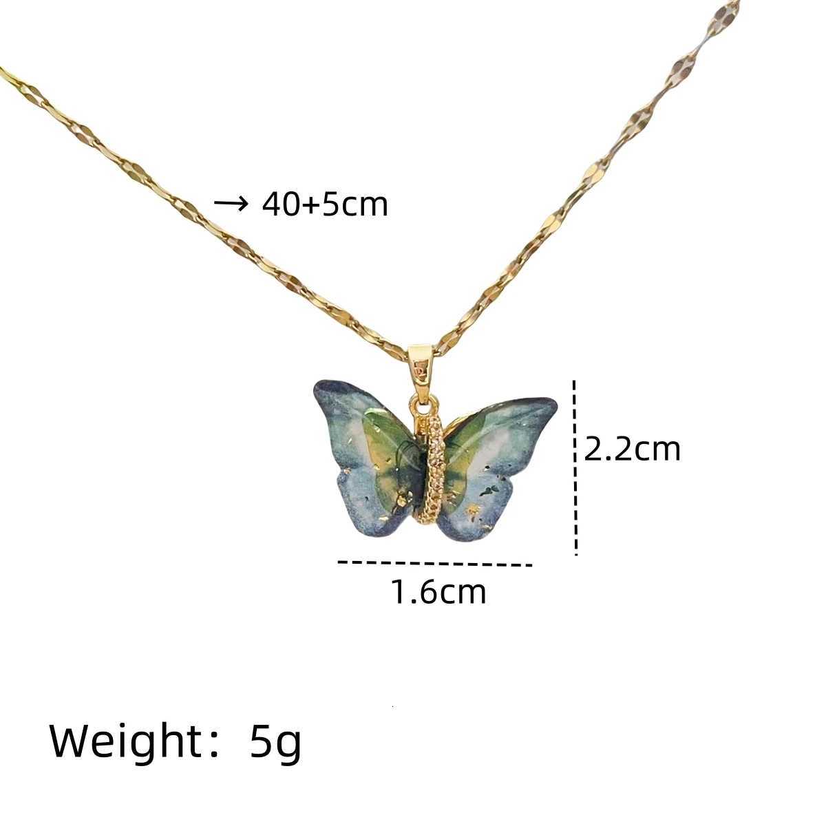 1pcs High End feeling light luxury zircon gradient colorful butterfly fashion simple personality necklace M251216