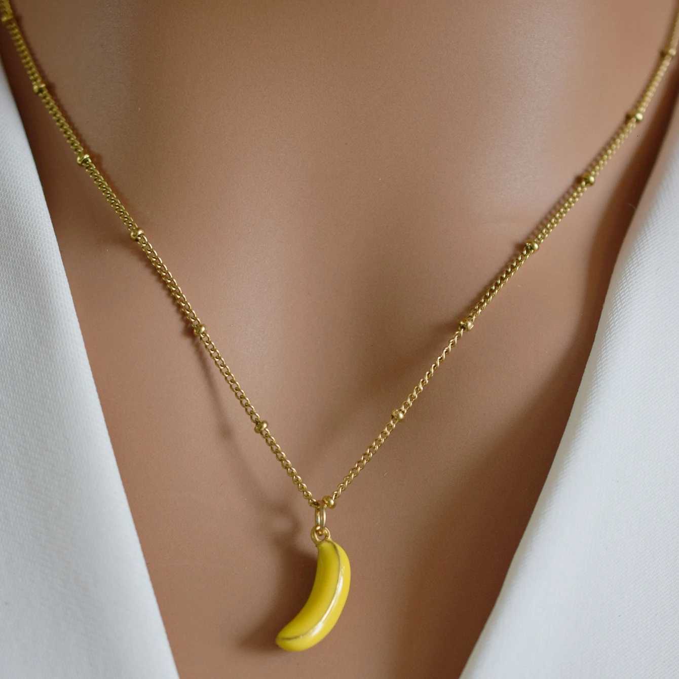 Hot Selling Drop Oil Gold Plated Fruit Pendant Personalized Design Watermelon Strawberry Necklace M251216