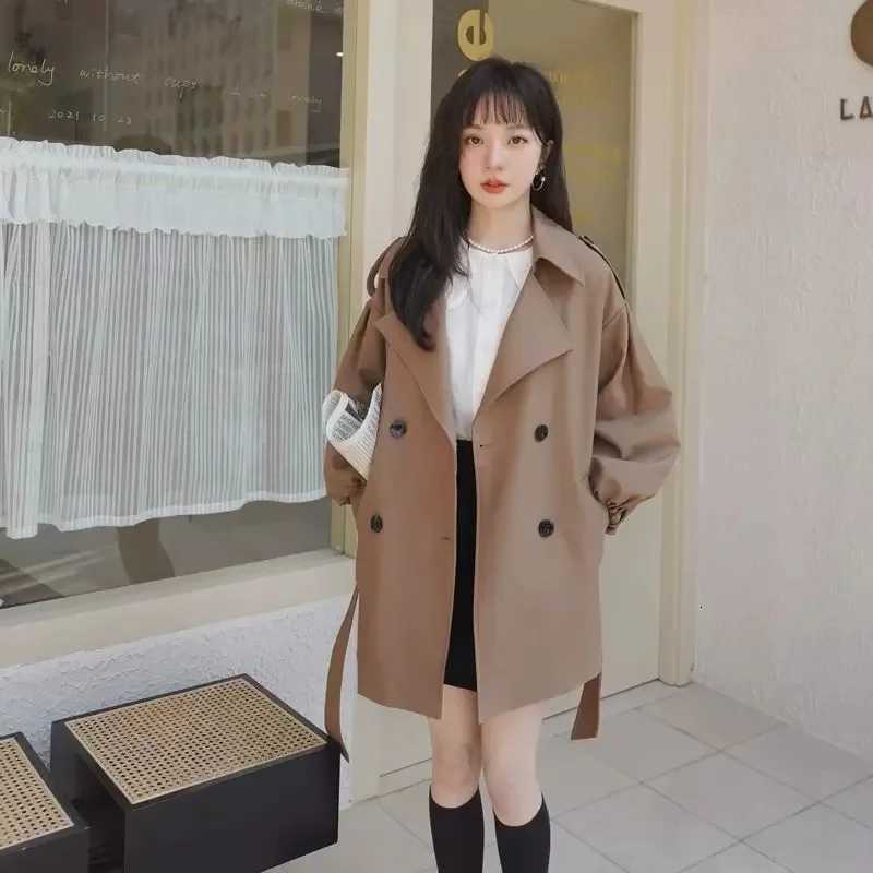Windbreaker Coat Female 2024 Spring And Autumn New Popular Korean High-Grade Coffee Color Windbreaker Female Belt Trench CoatT251216