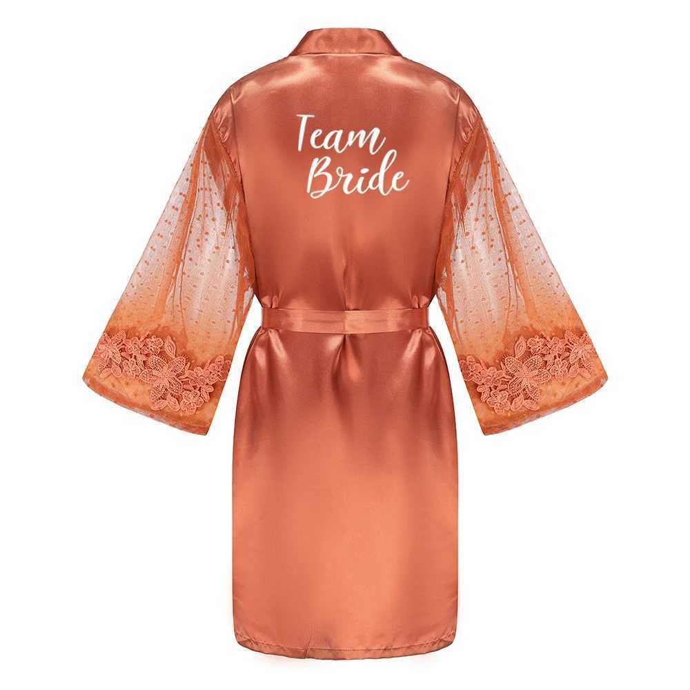 Caramel Wedding Bride Bridesmaid Robes Dressing Gown Sexy Women Bathrobe Night Shirts Short Women Kimono Mesh Sleeve C251216