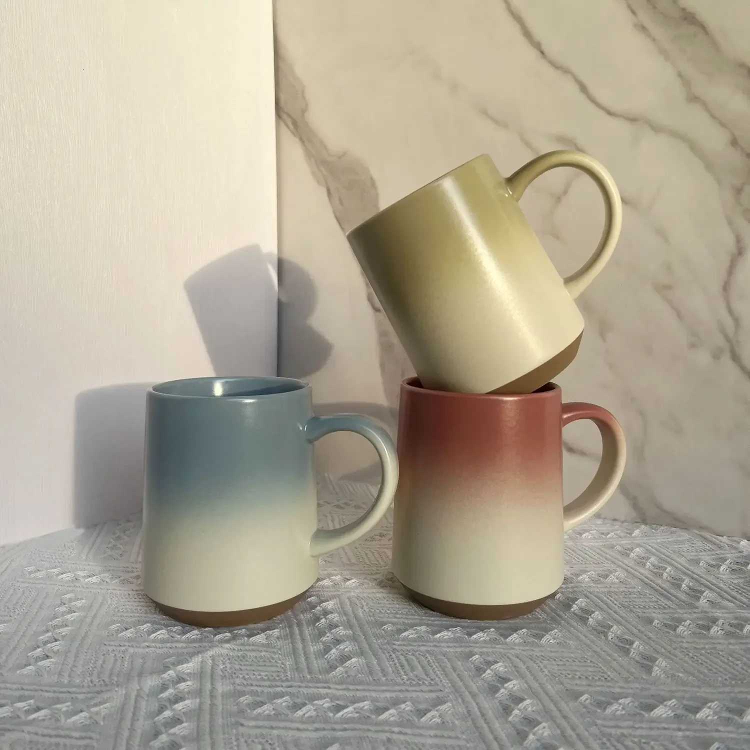 Ceramic Gradient Color g High Appearance Ll Couple Ceramic gs Simple Creative Large Capacity Off Water Cups 600ml H251215