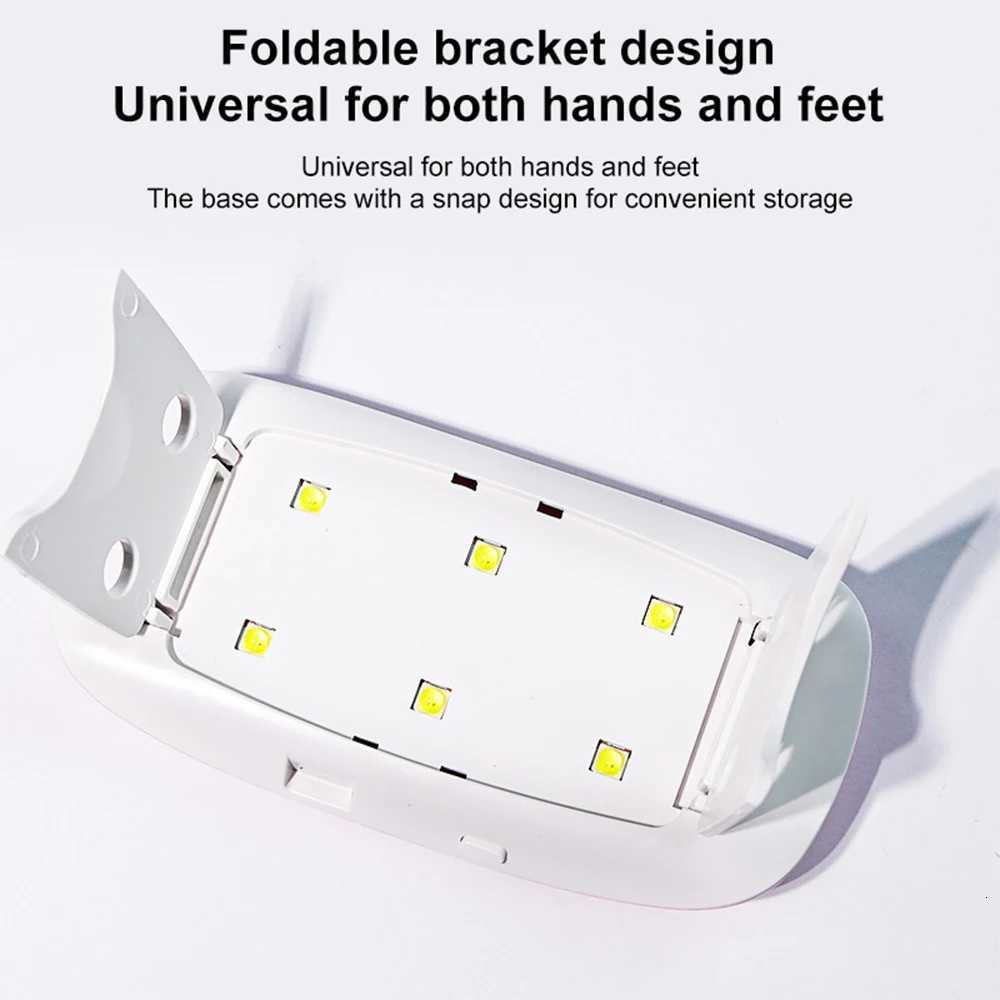 6W Mini Nail Drying Lamp Portable 6 LED UV Nail Art Lamp for Drying Polish Varnish Gel with USB Cord Home Nail Lamp ToolT251216