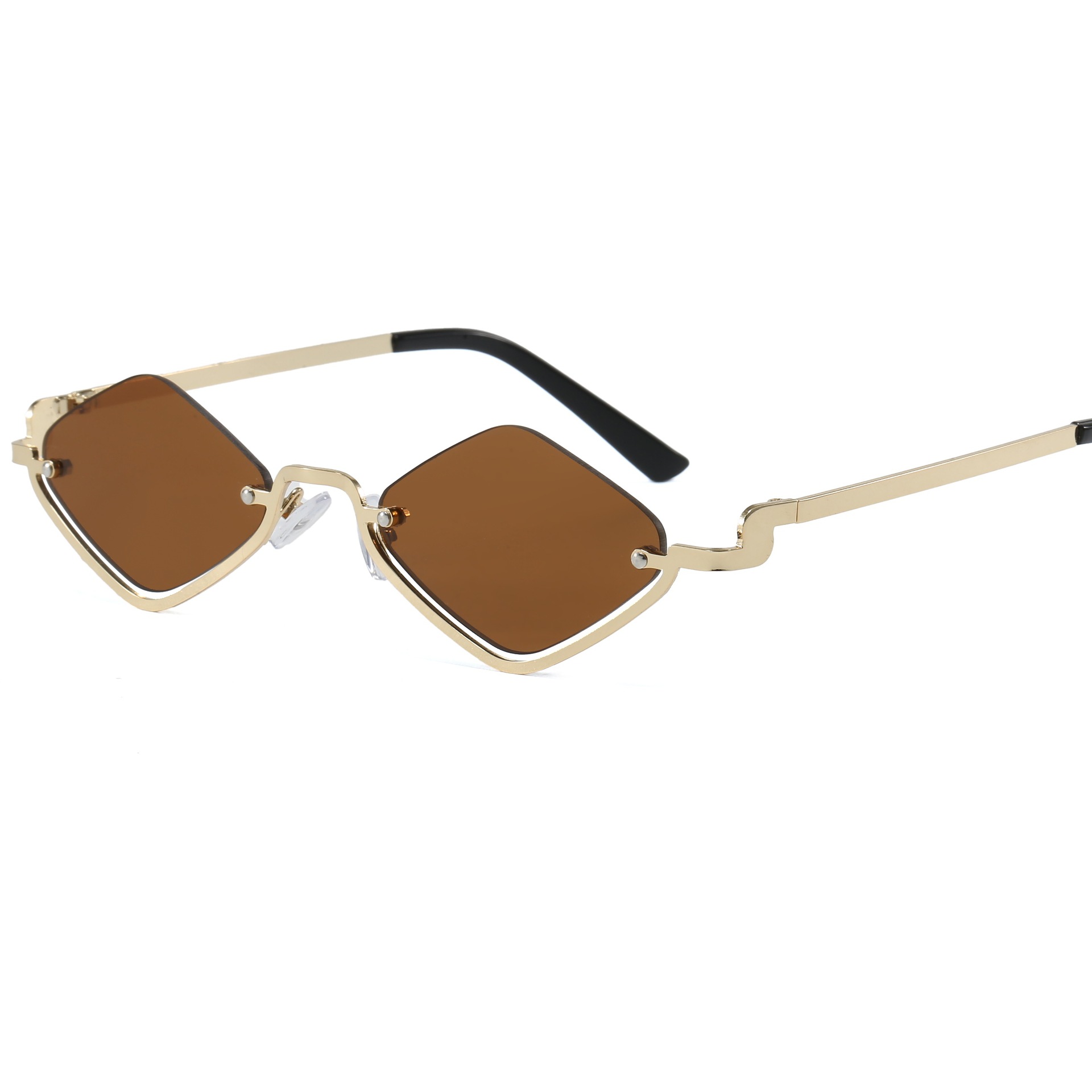 Sunglasses Designer Luxury sun glases for women Elegant Rhombus shaped Semi rimmed eyeglasses men Driving eyewear vacation Protection sunglass