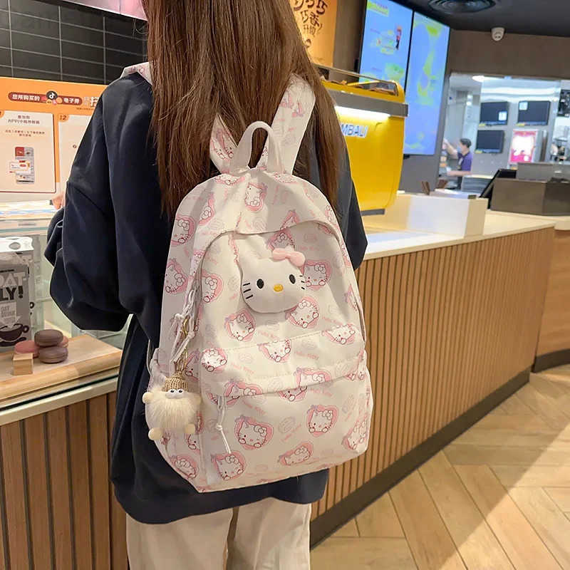 Sanrio Hello Kittys Backpack Sanrios New Cartoon Cute Leisure Large Capacity Student Bags for Woman Anime Figure Kawaii Cartoon H251216