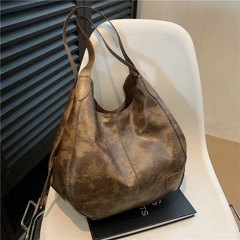 Vintage Womens Bag PU Leather Large Capacity Marble Grain Shoulder Bag Daily Commuter Handbag Shopping Totes M251216