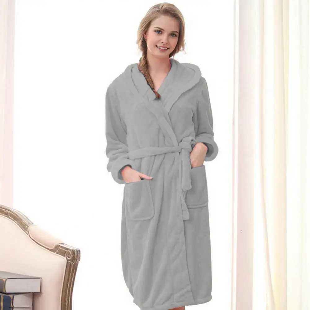 Relaxing Hooded Robe Luxurious Womens Plush Hooded Bathrobe With Waistband Pockets Soft Fluffy Long For Lounging For Relaxation C251216