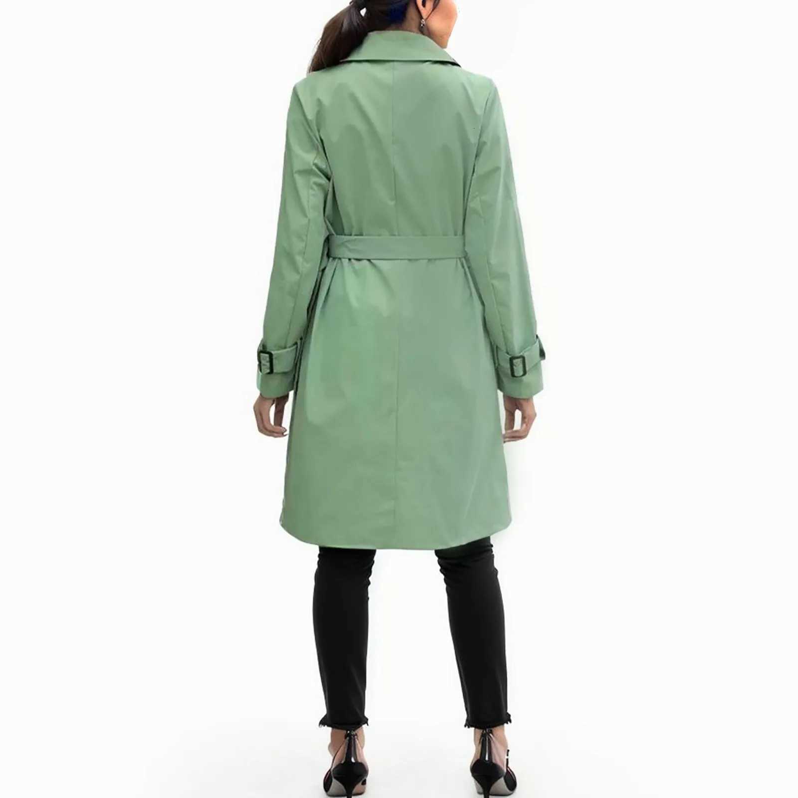 Fashion Women Trench Casual Solid Color Coat Adult Elagant Fashion Long Sleeve Lapel Neck Double Breasted Belted Coat For FemaleT251216