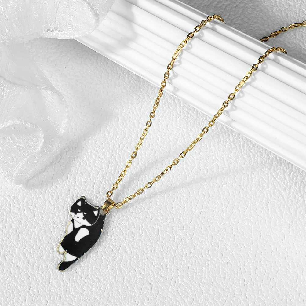 Cartoon Cats Pendant Necklace Cute Calico Cat Naughty Cow Kitten Animal Alloy Chain Jewelry for Women Men Trendy Friendship Gift M251216