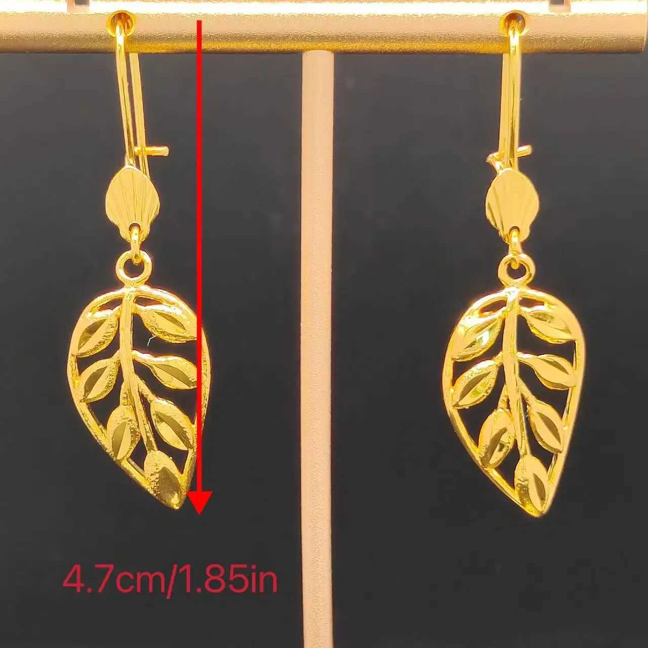 24K Gold Plated Copper Leaf Earrings for Women Boho Chic Hanging Earrings Hollow Lightweight Jewelry Birthday Wedding Gift G251216