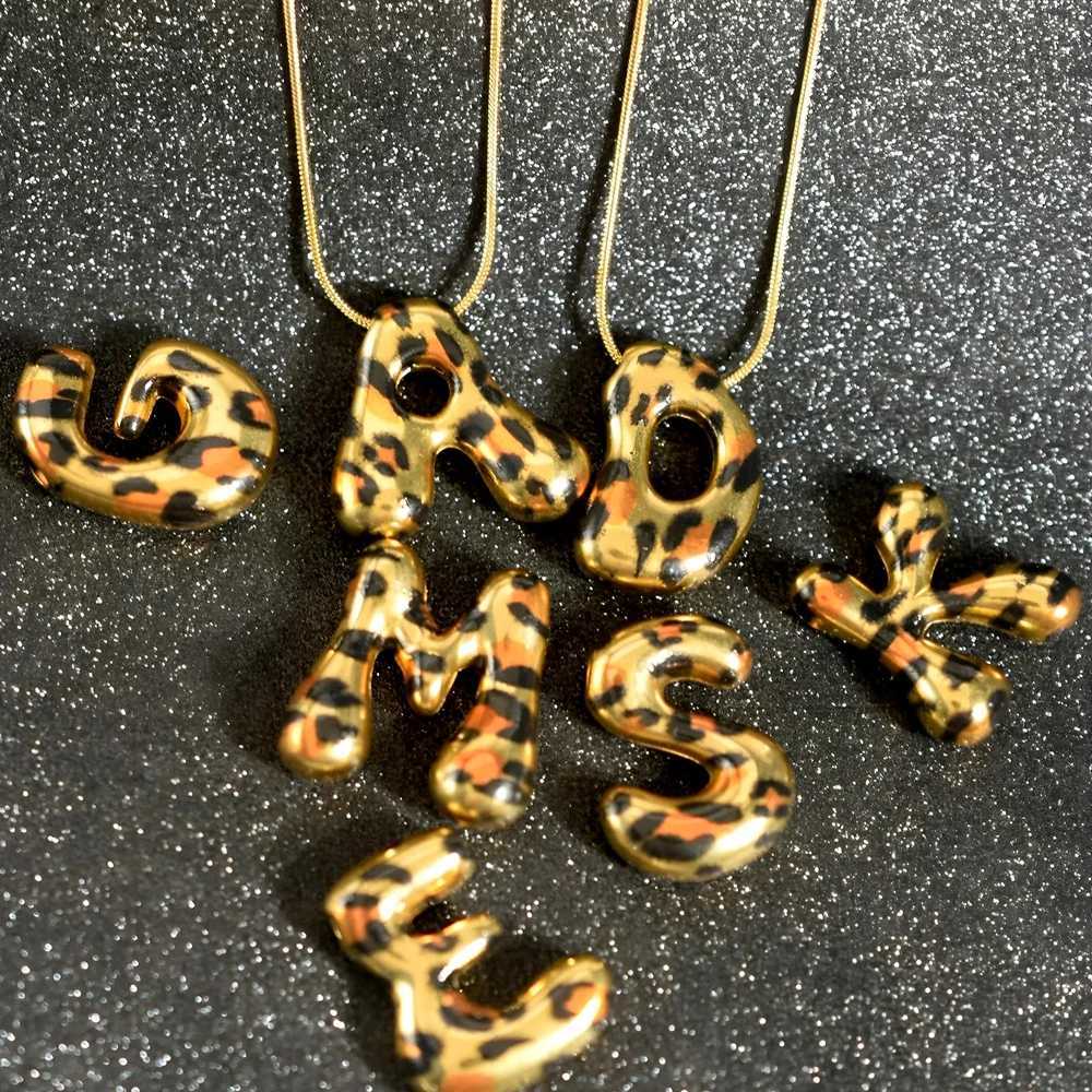 Hot Sale A- Z Chubby 26 English Letters Stainless Steel Pendant Necklace Gold Plated Snake Chain Necklace M251216