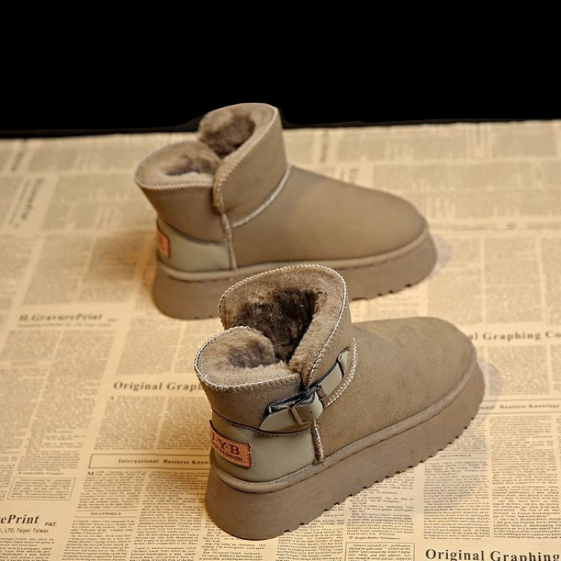 Designer shoes free shipping Winter snow boots women solid color with suede frosted leather retro style