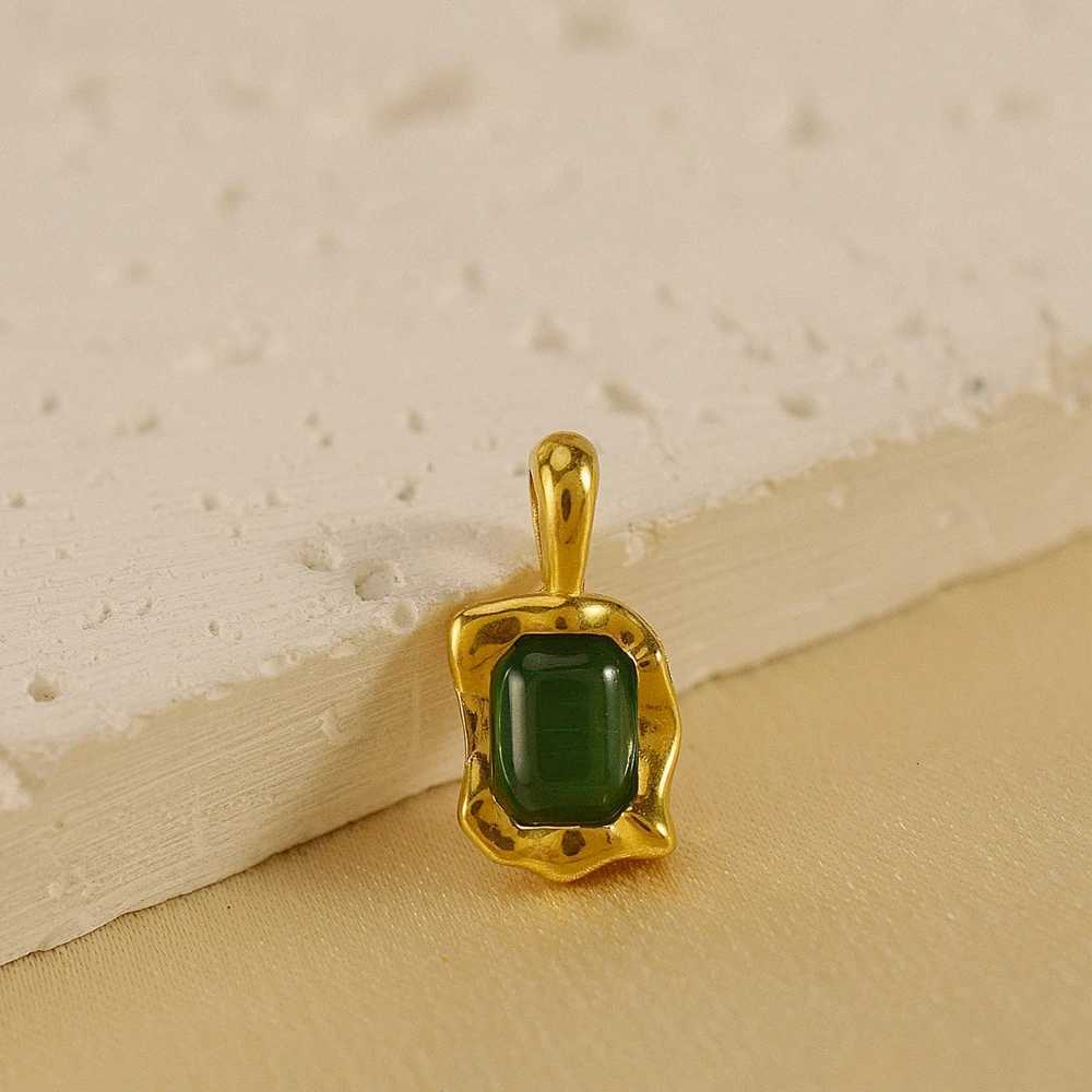 Gems titanium steel necklace women with curb chain or snake chain stainless steel cats eye stone plated 18K gold jewelry M251216