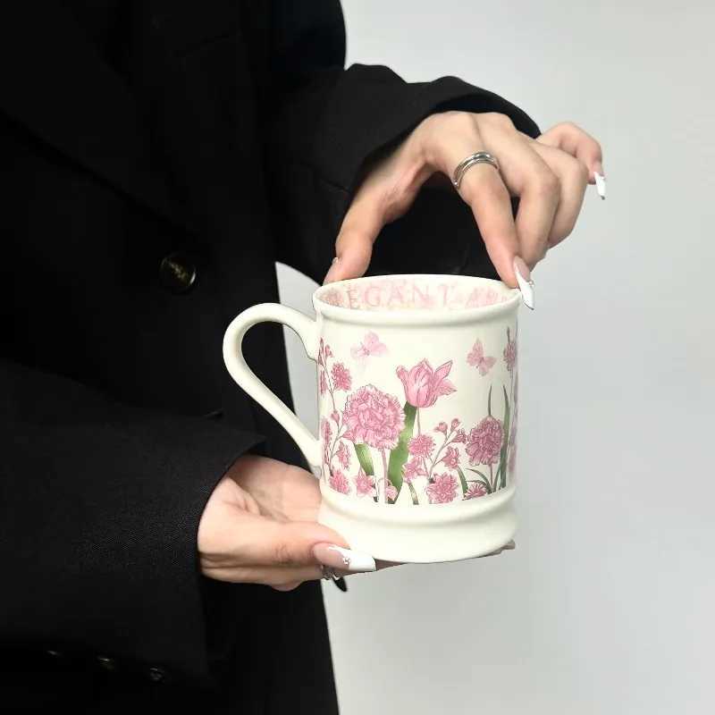 Design Inspired Cup High End Retro Oil Painting Wind Chime Flower g Ceramic He Off Coffee Cup H251215