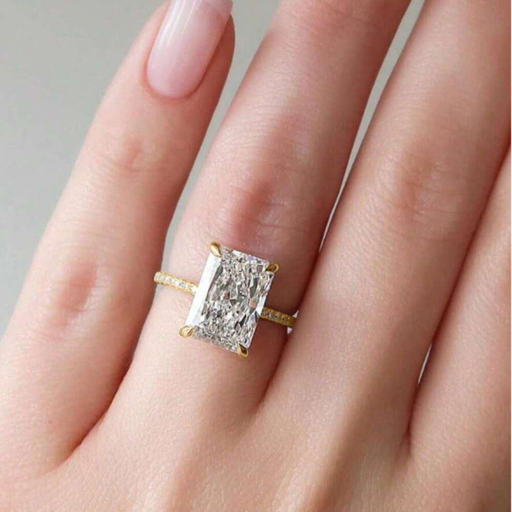 Wholesale 10K 14K 18K Vvs Moissanite Engagement Rings Women 925 Silver Diamond Emerald Radiant Oval Cut Gold Ring Jewelry