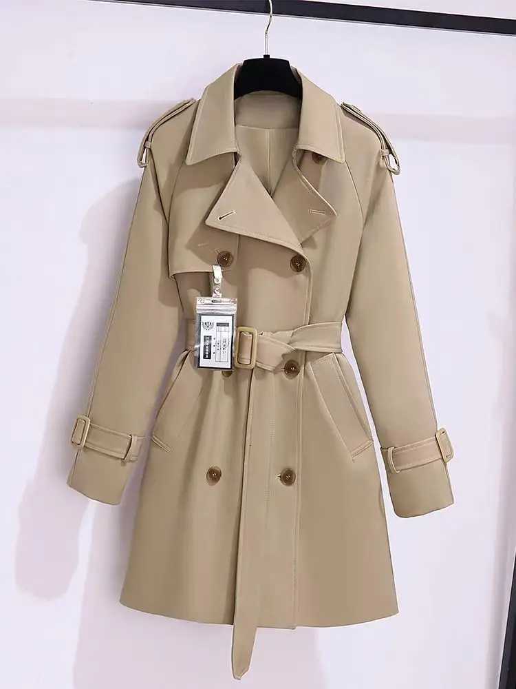 EVNISI Women Double Breasted Slim OL Trench Coat Trench Coat With Belt Elegant Women Windbreaker Autumn Winter Streetwear 2024T251216