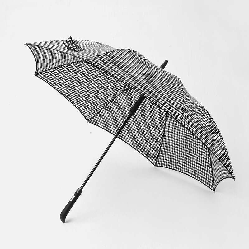 designer Houndstooth Long Handle Korean Fresh Lightweight 50% 70% off Windproof Rainy Day Umbrella Goddess