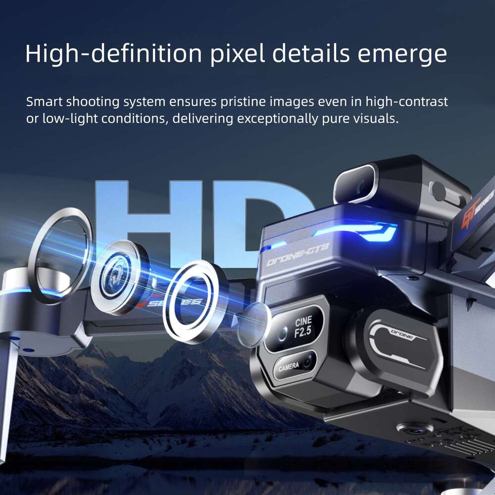 Famous Brand Cross Border Drone GT Three Camera Aerial Photography Four Axis Flight Battery Display Over Distance Reminder Remote Control Toy Airplane