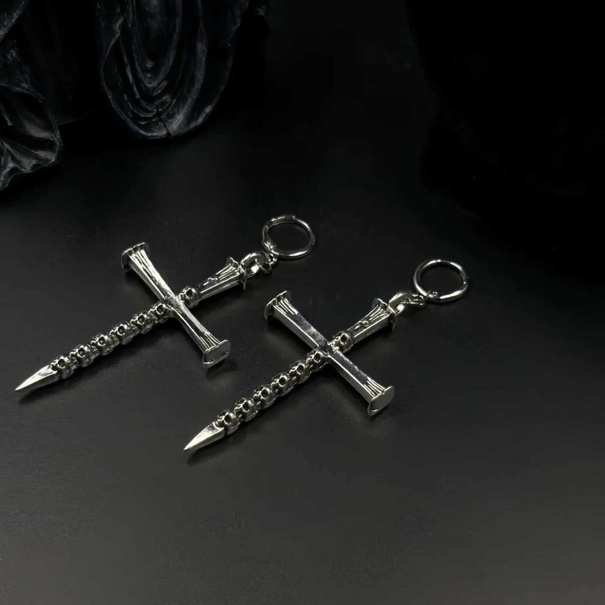 Personalized and Creative Y2K Skull Cross Pendant Womens Earrings Gift for Friends at Festival Parties G251216