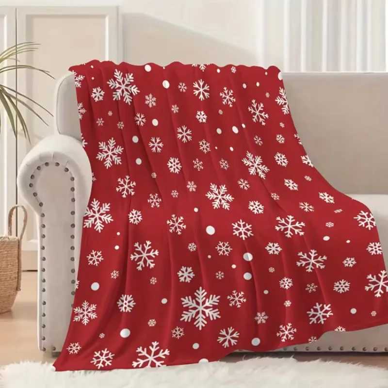 Christmas Blanket Red White Snowflake Soft Flannel Warm Cozy Xmas Pattern Home Decor Sofa Couch Living Room Festive Holiday Gift H251216 - view 3