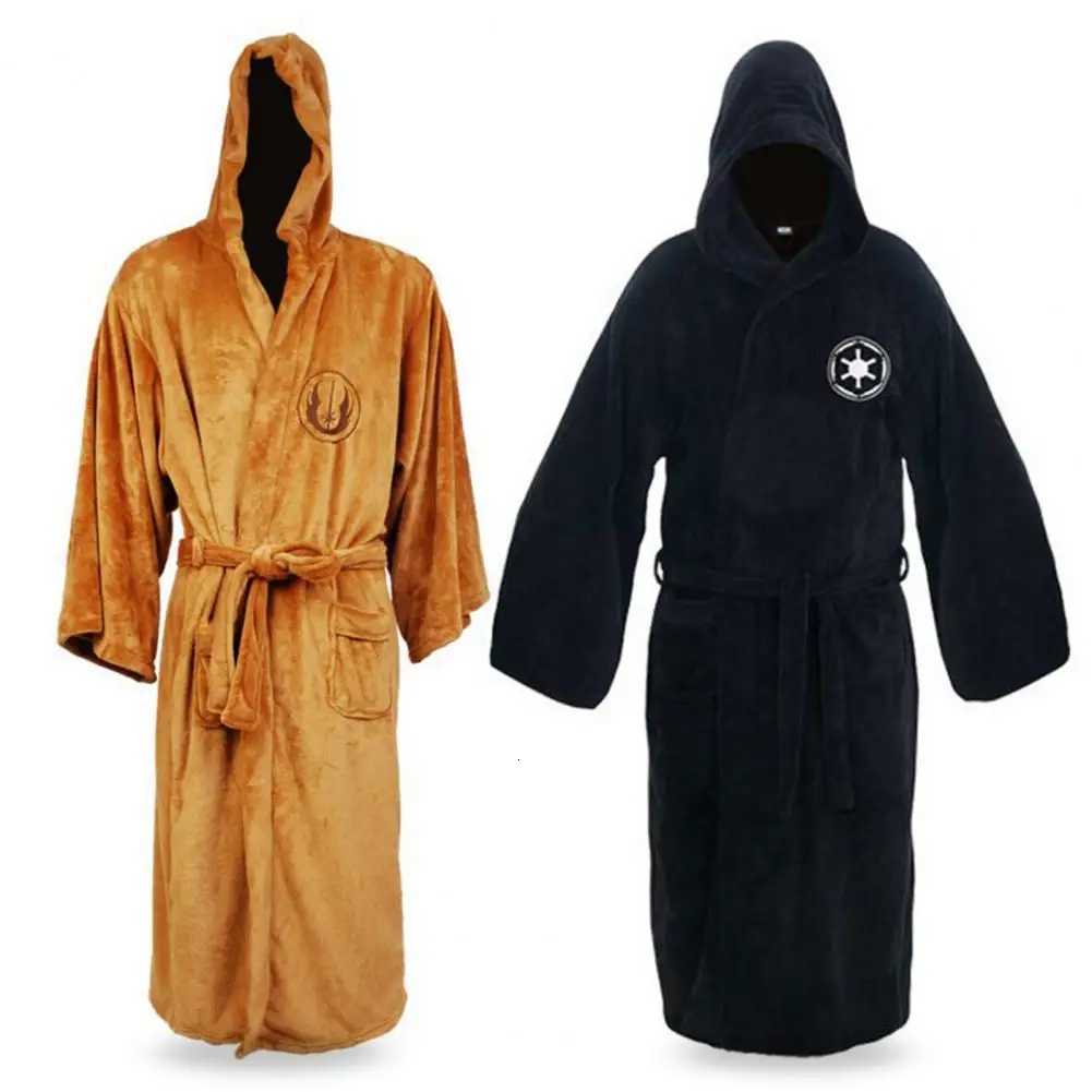 Popular Coldproof Pockets Nightgown Bathrobe Super Soft Male Bathrobe Star Pattern Pockets Robe Bathrobe for Home C251216