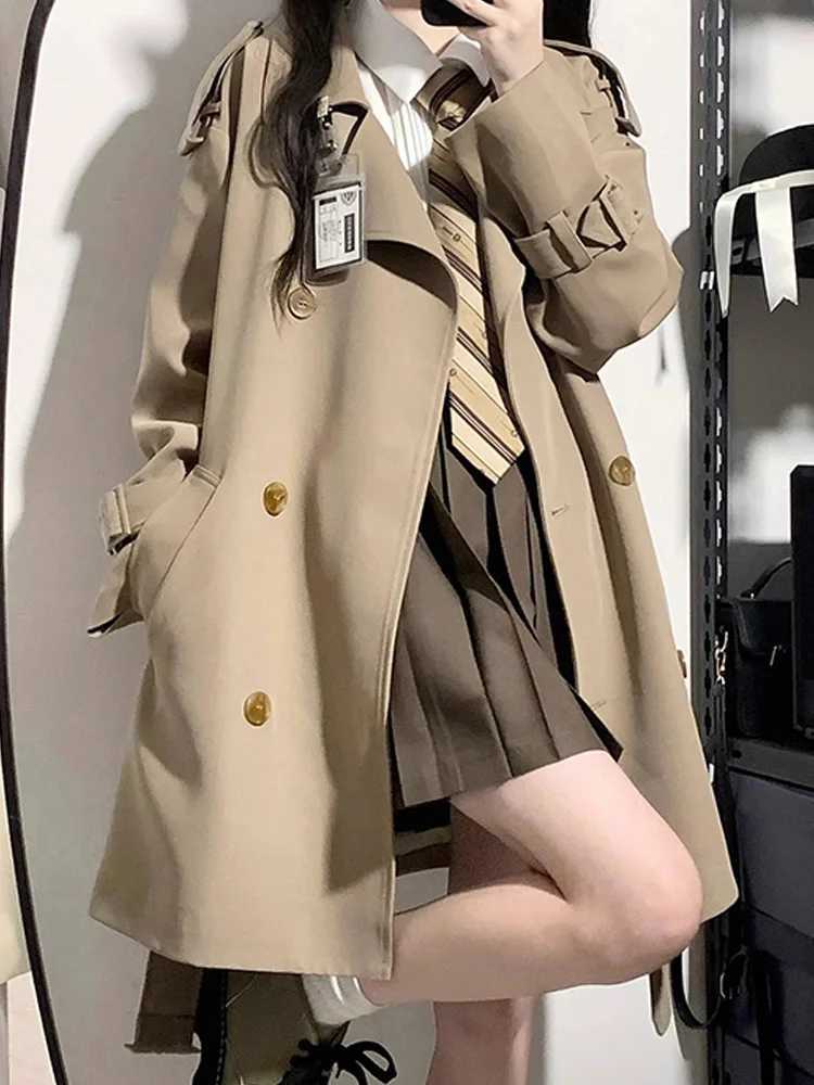 EVNISI Women Double Breasted Slim OL Trench Coat Trench Coat With Belt Elegant Women Windbreaker Autumn Winter Streetwear 2024T251216