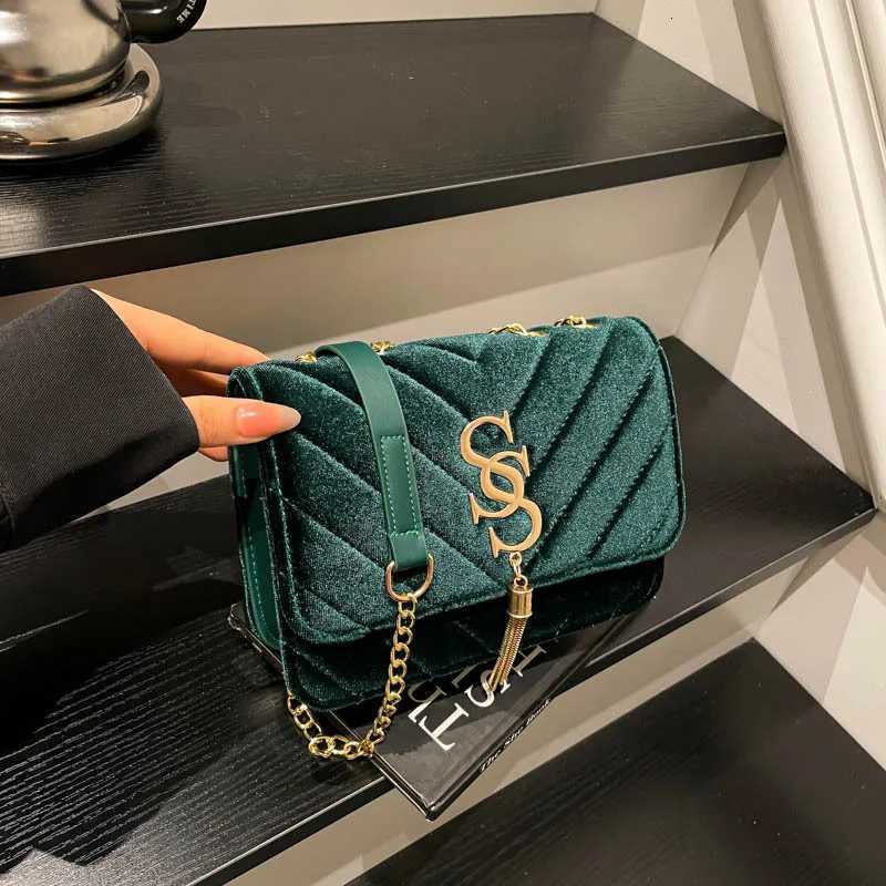 2025 Plaid Chain Square Bag Niche Crossbody Purse for Women Letter Print Shoulder Tote Minimalist Day-to-Night Bag Textured M251216