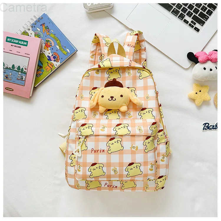 Sanrio Pom Purin Kuromi Childrens Cartoon School Bags Kawaii Travel Bags Large Capacity Schoolbag Backpacks Gifts For Boys Girls H251216