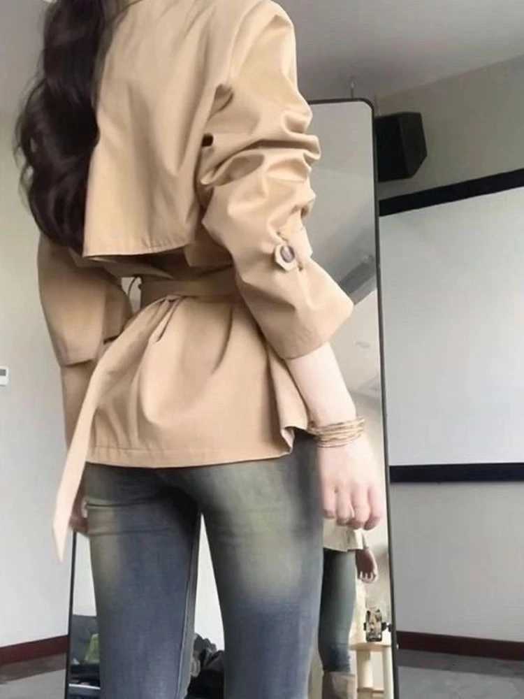 Y2K French Elegant Slim Subculture Pure Color Autumn Long Sleeve Trench 2000s Casual Korean Fashion Coats for Women Vintage ChicT251216