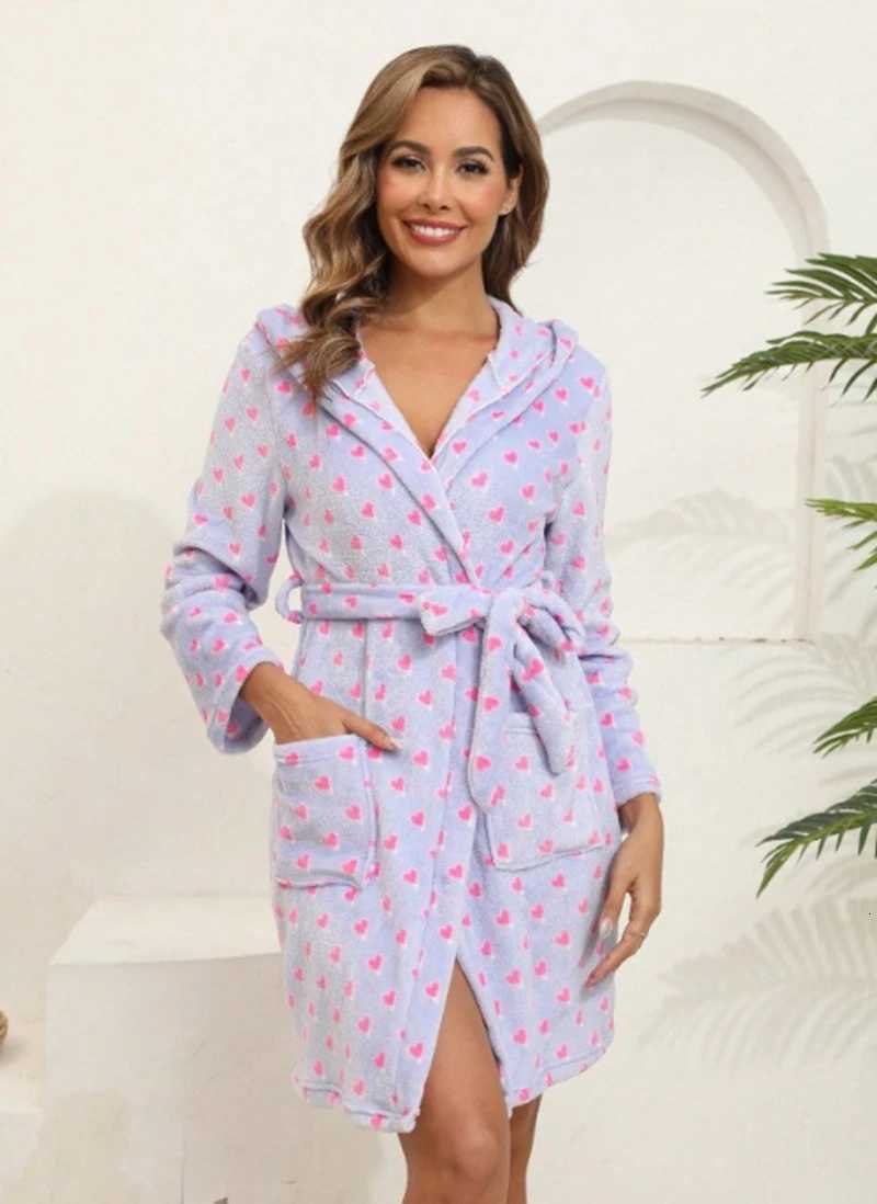 Cute Milk Cow Print Flannel Bathrobe For Women Long-Sleeve V-Neck Front-Belt Robe Soft Breathable Fit Sleeping And Lounging Pjs C251216