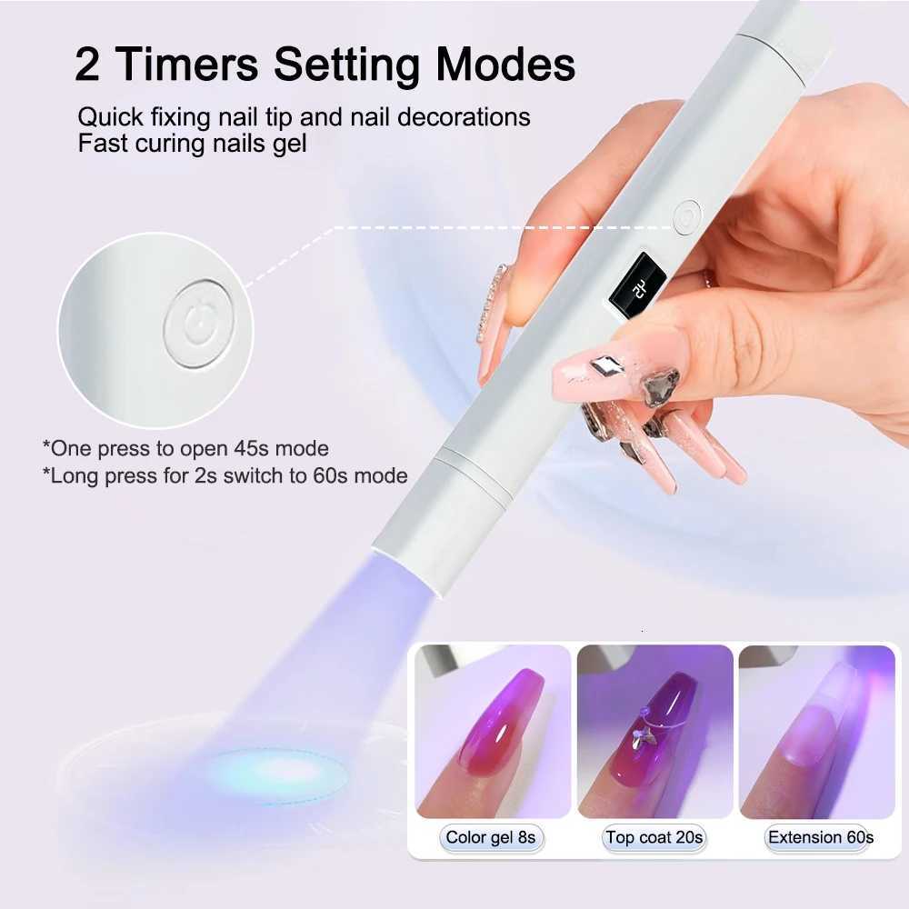 UV Lamp for Nail 2 in 1 Nail Lamp Portable Nail Dryer Stand Hold Handheld UV LED Nail Lamp for Home Salon Mini Nail Drying LightT251216