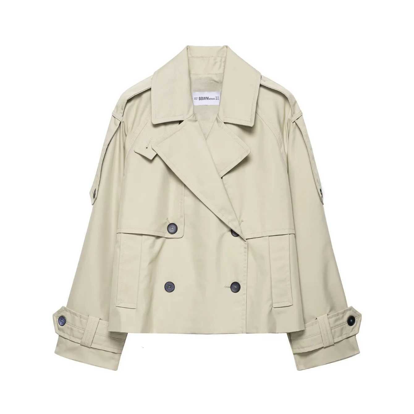 Women Double Breasted Windbreaker Coat Autumn Winter Long Sleeve Repellent Trench Coat Female Short Jackets Streetwear ClothingT251216