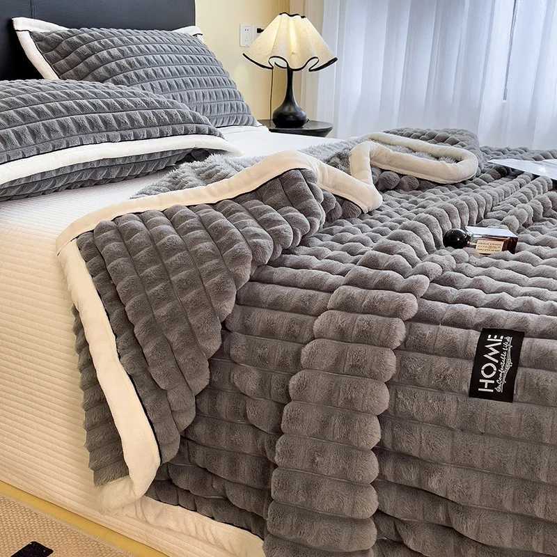 WASART Autumn winter warm coral fleece blankets for bed thicken plaid flannel blanket fluffy quilt warmth bed sheet extra large H251216 - view 5