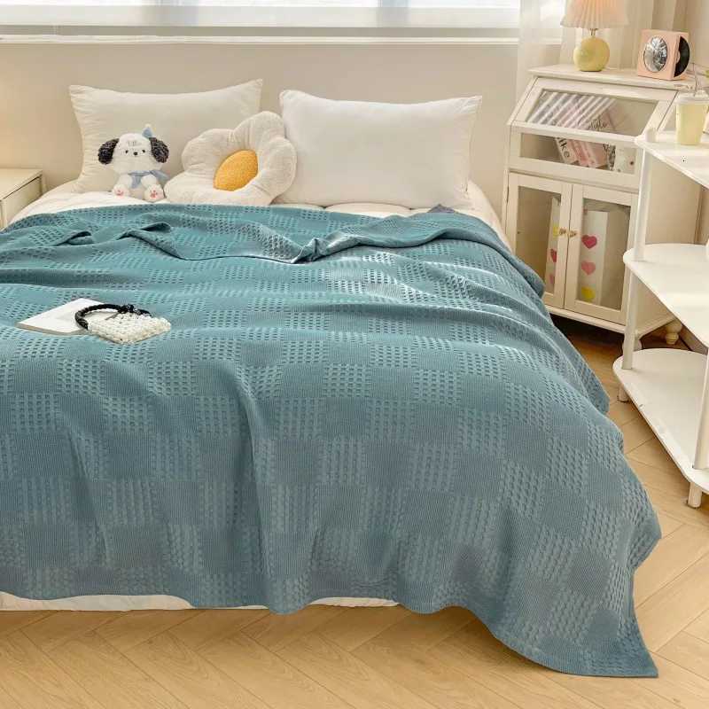 100 Cotton Throw Blanket Soft Breathable Waffle Blanket for Twin Queen King Bed Decorative Plaid Sofa Blankets Fall Blankets H251216 - view 4
