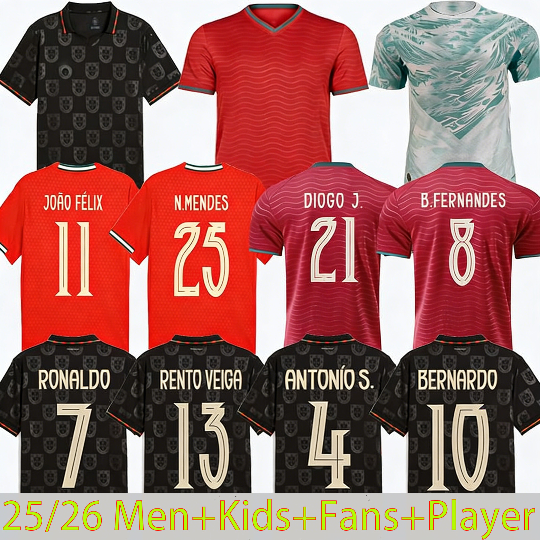 2026 PEPE LEAO Portuguesa portugal soccer jerseys RONALDO Portugieser 25 26 Portuguese BERNARDO BFERNANDES football shirt Men Kids kit Portugals national team top