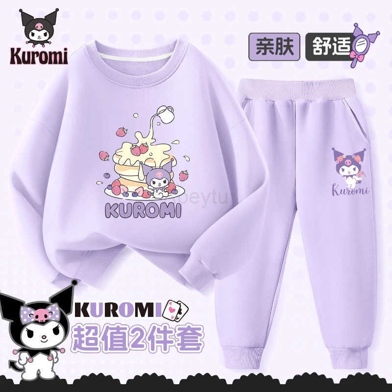 Sanrio Baby Girl Clothes Set Autumn Kid Kunomi Printed Sweatshirts Pullover Top and Pants 2pcs Suit Children Fashion Tracksuits Outfits H251216