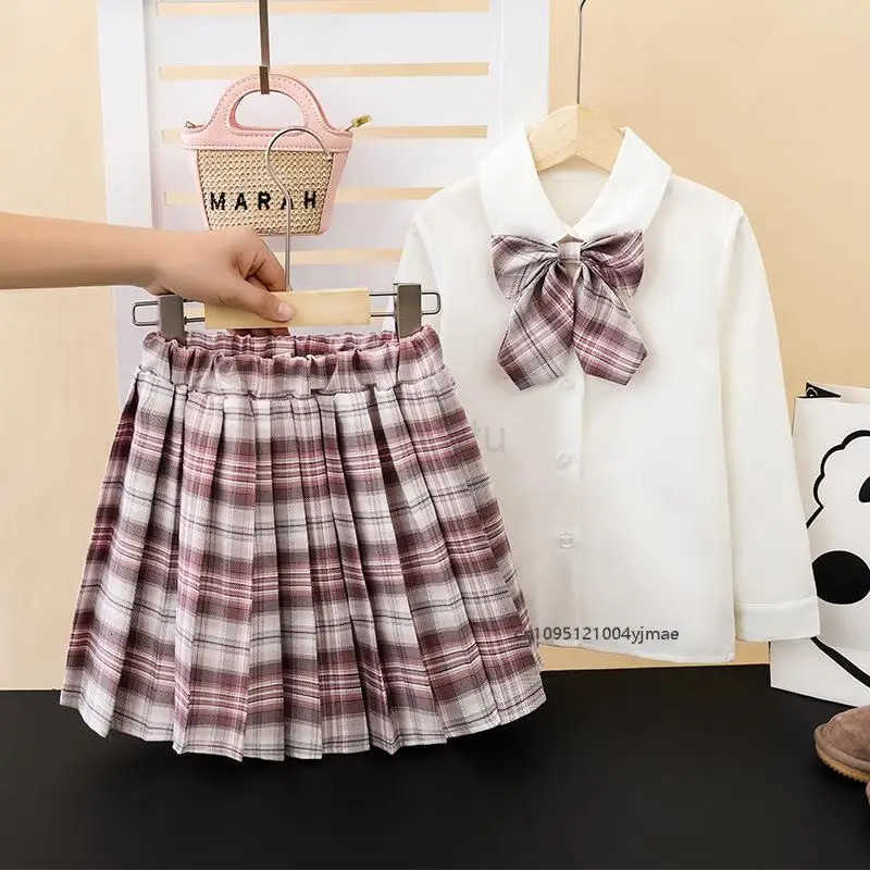 Sanrio Anime 3Pcs Kuromi Melody Girls Jk Plaid Skirt Set Fashion Cardigan Pleated Skirt Kids Spring Autumn College Style Teen H251216