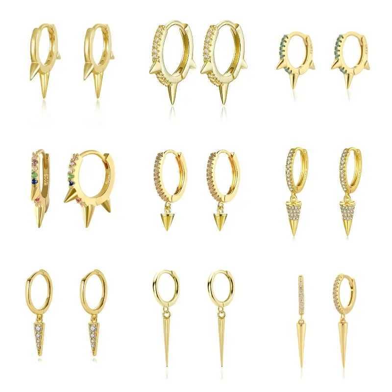 Silver Gold Color Hoop Earring Trendy Punk Hip Hop Rivet Ear Rings for Women Gothic Party Jewelry Pendientes Orecchini 2025 G251216