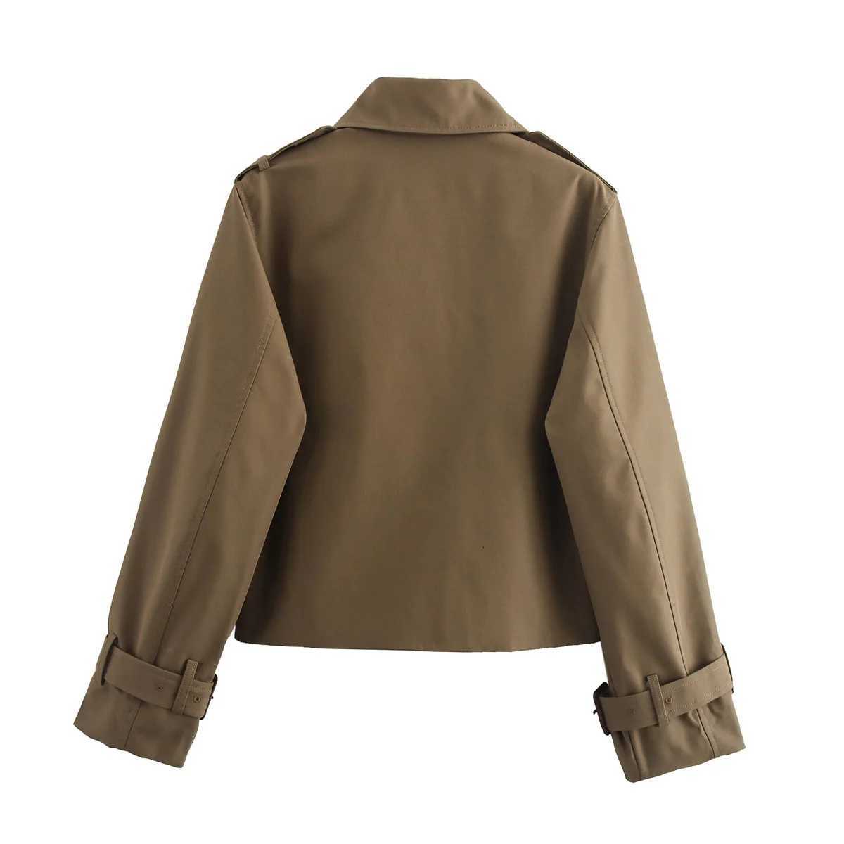 DiYiG Women 2024 Autumn New Fashion Short All-match Coat Chic Lapel Casual Double-breasted All-match Thin Coat Outerwear MujerT251216