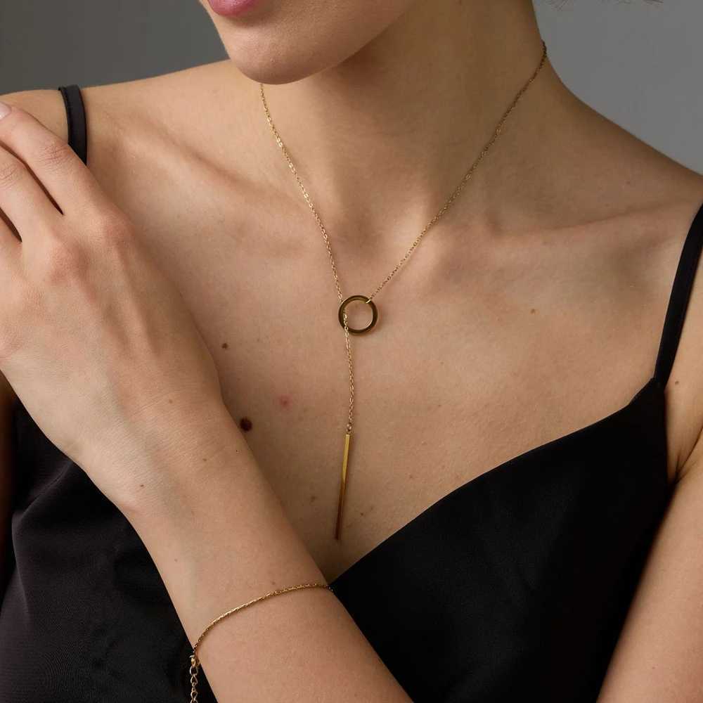 High-quality 316 stainless steel Gold Plated Womens Y necklace anti-fading for daily wear or parties M251216