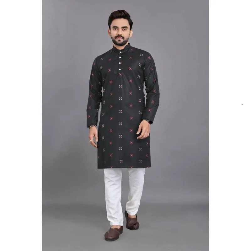 2025 Men Digital Printed Kurta Vardha Regular Fit Mandarin Collar Long Suitable All Occasions Such Wedding Hari Raya Summer W251216
