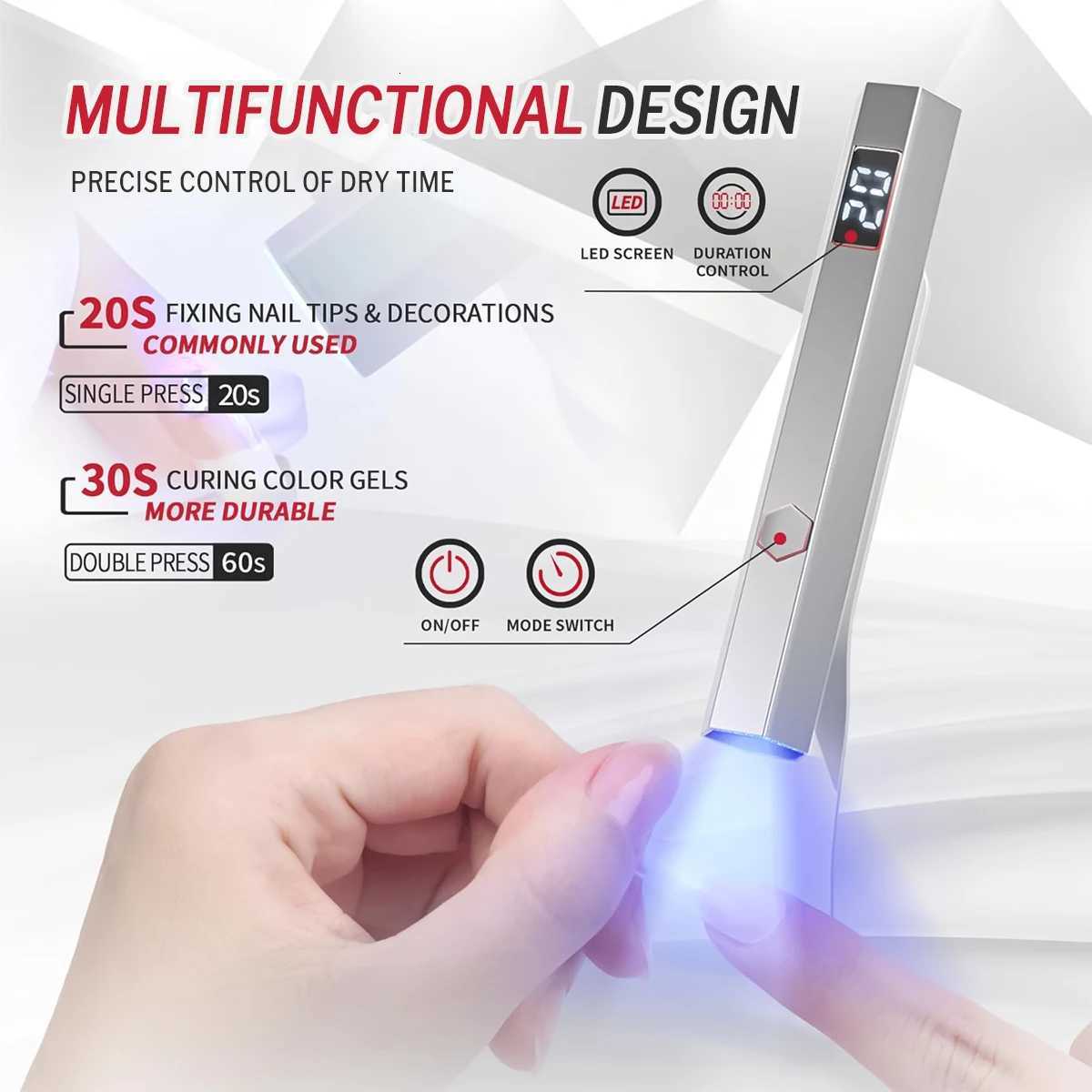 DianaBeauty Mini Handheld UV Led Lamp For Nails Portable Rechargeable Nail Dryer For Curing Gel Polish With DisplayT251216