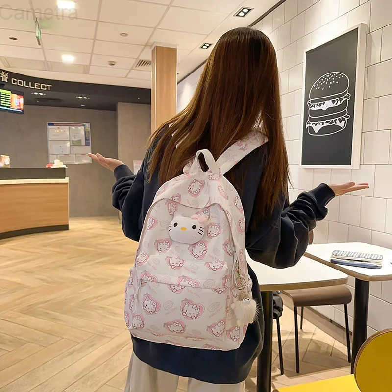 Sanrio Hello Kittys Backpack Sanrios New Cartoon Cute Leisure Large Capacity Student Bags for Woman Anime Figure Kawaii Cartoon H251216