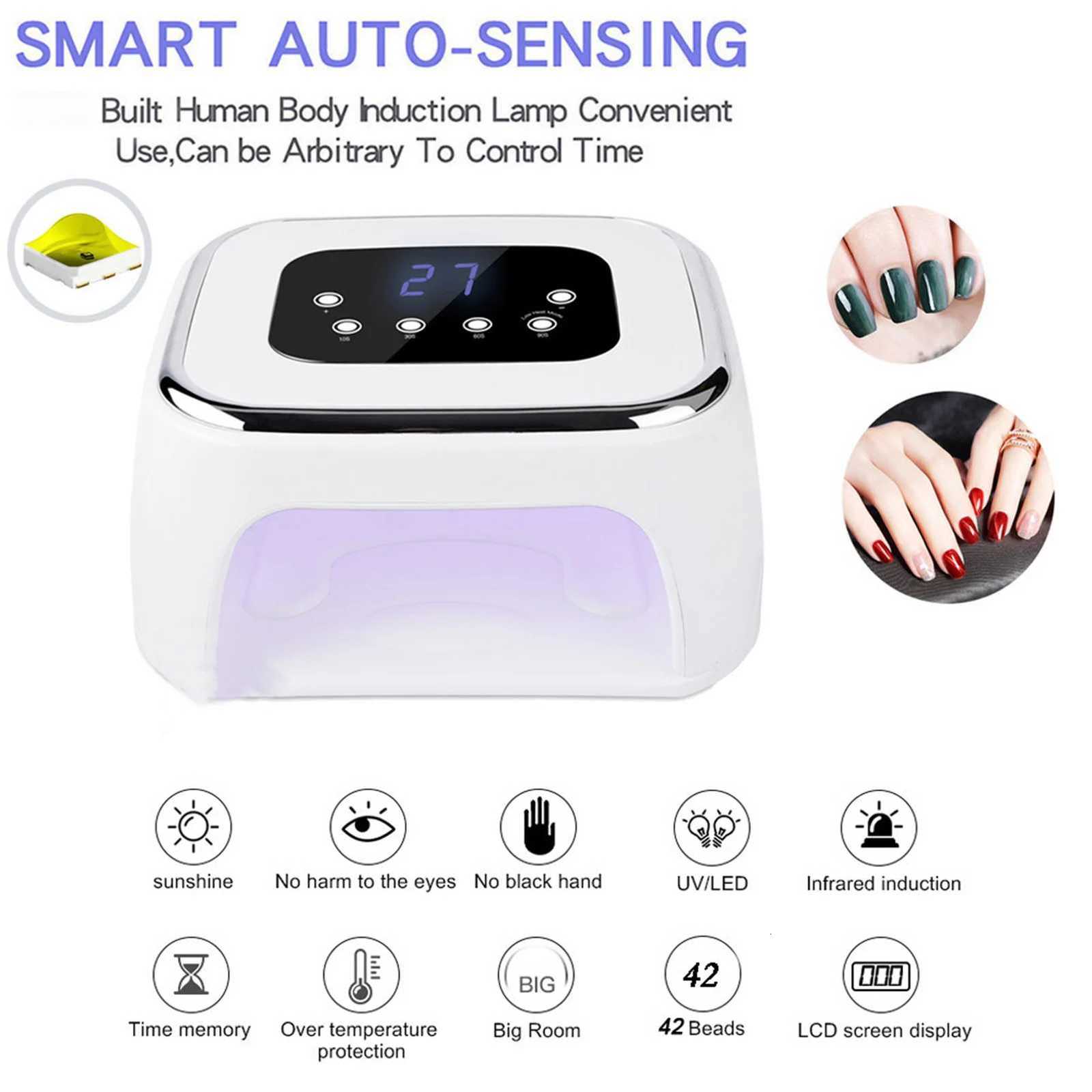 100240V 80W UV Nail Gel Curing Light 42 LED Light Chips Nail Art Gel Curing Light 4 Gears with Timer Auto Sensor Nail EquipmentT251216