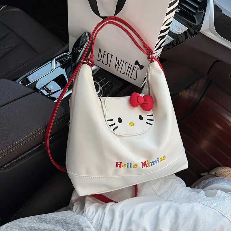 Sanrio Kitty Cute Shoulder Bag Hello Kitty Shoulder Bag Large Capacity Fashion Sweet Style Student Girl Shop Tote Bag Shoulder Bag New H251216