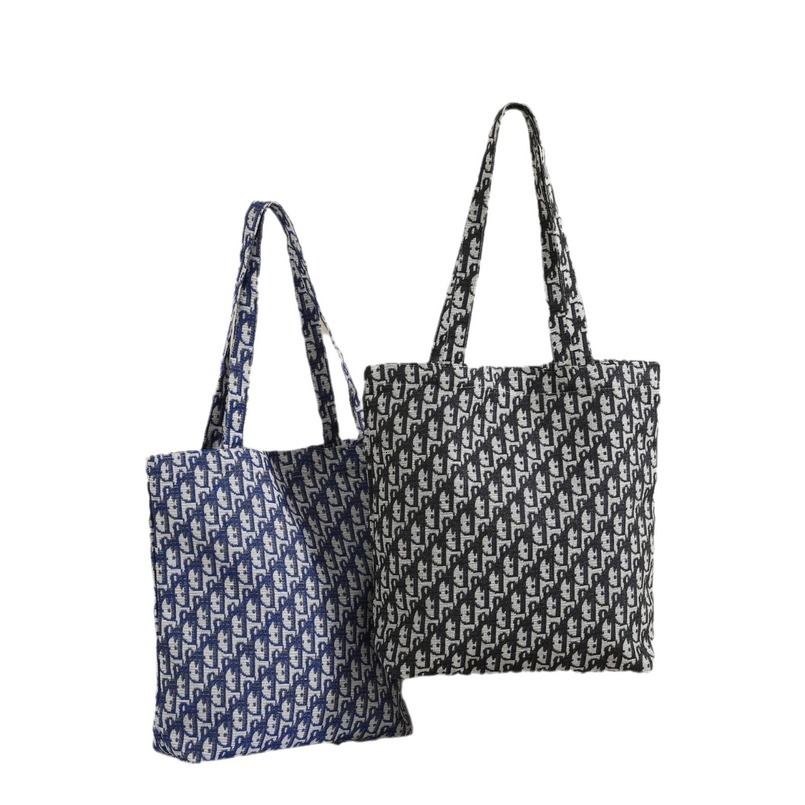 Trendy Lazy Light Luxury Style Letter Floral Cotton Linen Versatile Shoulder Large Capacity Daily Commute Canvas Bag