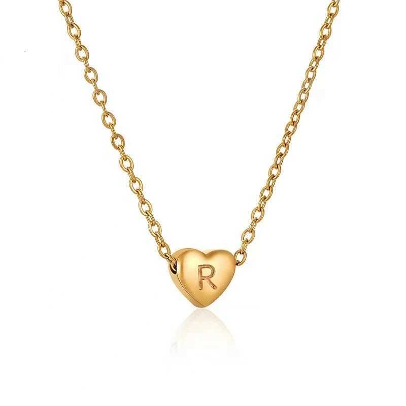 Cute English Letter Initial Necklace 18K Gold Plated Necklace Stainless Steel Letter Heart Charm Pendant Necklace for Women M251216